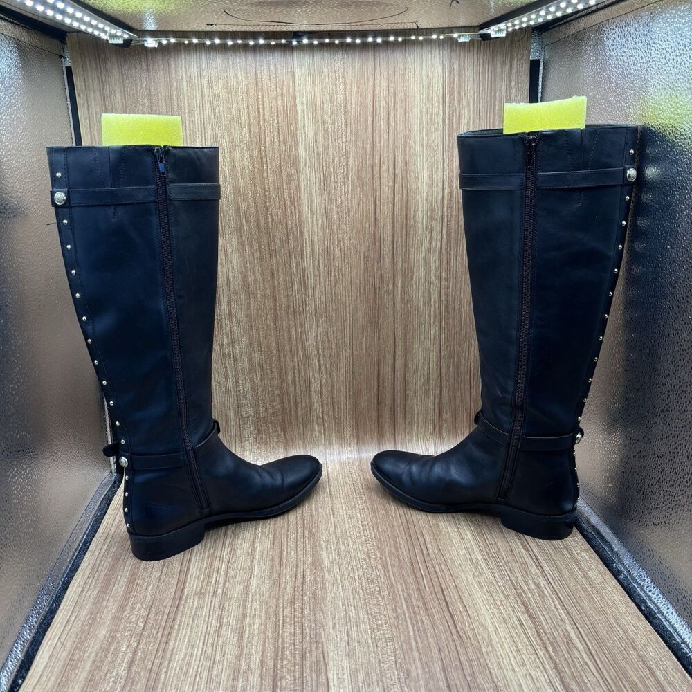 Vince Camuto Preslen Women's Leather Studded Knee High Boots Black Size 7.5 M - Picture 5 of 8